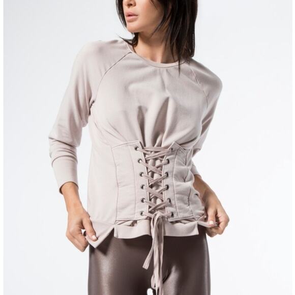 NSF SZ Small S Trinity Corset Lace-Up Pullover Sweatshirt - Picture 1 of 8